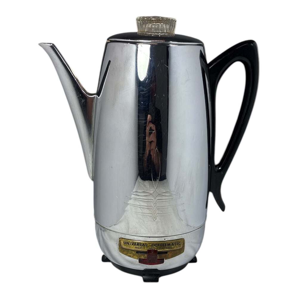 Vintage Universal Coffeematic 4460 Percolator Coffee Pot Maker MCM Chrome Tested - Picture 2 of 7